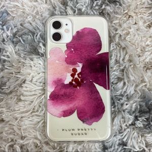 Plum Pretty Sugar Flower Pink Purple iPhone 11 IPhone XR Phone Case Glitter